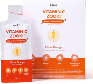 1000mg Liposomal Vitamin C Liquid Sachets | 4X Higher Absorption | Ultimate Immunity, Energy, Skin Support | Vegan, Natural Ingredients (Citrus Orange Flavour, 30 Servings)