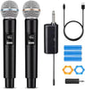 Wireless Microphone System for 2 People, 2.4G Dual Handheld Cordless Metal Dynamic Mic System with Rechargeable Receiver, for Karaoke Singing, Wedding, DJ, Party, Speech, Church, Class Use, 160ft