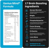 Genius Mind® Nootropic Brain Supplement, Support Cognitive Function, Energy Levels, Focus & Memory Function - 17 Brain Boosting Ingredients Including Lions Mane, Bacopa, Ginkgo & Vitamin B12