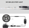 LED Strip Light White 5M 300 LEDs, 1650lm Dimmable Strip Lights for Kitchen, Cool White 6000K Daylight LED Strip for Under Units Cabinet Cupboards (12V Power Plug and Dimmer Switch Included)