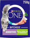 Sensitive Dry Cat Food Rich in Turkey 750g, Pack of 4