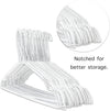 50 Metal White Wire Coat Hangers 13 Gauge Remat Trousers Bar Garment Clothes Hangers With Notches