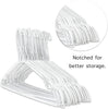 50 Metal White Wire Coat Hangers 13 Gauge Remat Trousers Bar Garment Clothes Hangers With Notches