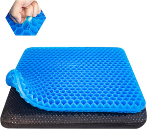 Large Gel Seat Cushion For Long Sitting With Non-Slip Covers,Soft & Breathable,Chair Cushion,Gaming and Car Seat Pads Cushion,Office seat Cushion,Seat Cushion for Desk Chair (40 x 35cm-Blue)