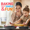 6-Piece Steel Nonstick Bakeware Set - Carbon Steel Baking Tray Set w/Heatsafe Red Silicone Handles, Oven Safe Up to 450°F, Loaf Muffin Round, Cookie Sheet, Baking Pan NCSBS6S , Black
