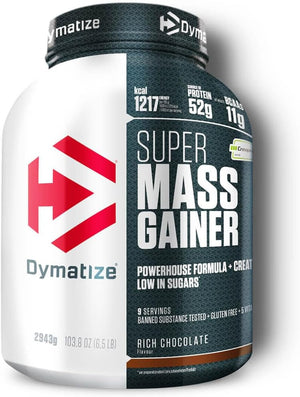 Super Mass Gainer Rich Chocolate 2943g - Weight Gainer Powder + Carbohydrates, Creapure Creatine, BCAAs, Casein