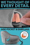 AIR Inflatable Travel Pillow for Airplane - Hooded Neck Pillow for Travel - Inflatable Travel Neck Pillow - Plane Pillow - Neck Cushion - Flight Pillow - Travel Neck Pillows - Grey
