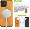 Magnetic Wood Case for iPhone 12 Mini Case [Hard Real Wood & Soft TPU] Shockproof Hybrid Protective Cover Unique & Classy Wooden Case Compatible with MagSafe (Viking Compass Vegvisir-Cherry)