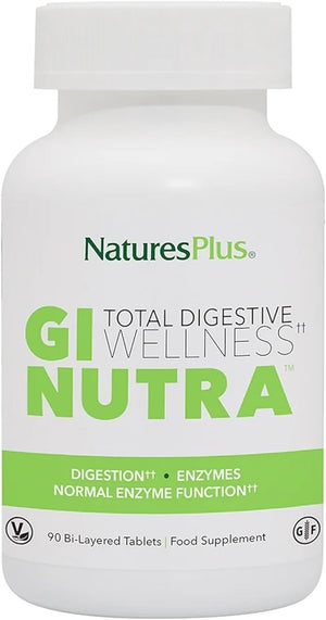 GI Nutra Total Digestive Wellness - Probiotics Supplement with Prebiotics, Digestive Enzymes, Glutamine, Calcium - Gut, Bloating - Vegetarian, Gluten Free - 90 Tablets