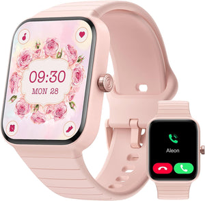 Smart Watch for Women Answer/Make Call, Alexa Built-in, 1.8" Fitness Watch with 100+ Sports for Android iOS, IP68 Waterproof Activity Tracker, Heart Rate Sleep Monitor, Pink, GOPO1