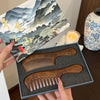 Walnut Hair Comb | 2-PC Multifunctional Wooden Hair Comb With Exquisite Box | Portable Pocket Massage Comb | Fine-toothed Sandal Wooden Comb | Hand-carved Practical Dandruff Comb For Women Men