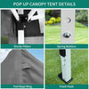 3x3Meter Instant Heavy Duty Pop Up Gazebo, Folding Garden Camping Party Tent Canopy Marquee with Roller Bag, Stakes and Ropes for Patio Markets Beach (Grey)