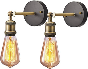 Industrial Wall Light 2 Pack, E26 Vintage Wall Sconce Lamp Fitting Fixtures with E27 Lamp Holder for Restaurant Bar Hotel Coffee Shop Decoration