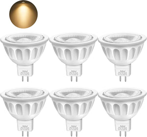 6 Pack MR16 LED Light Bulbs, 12-Volt, 40-Degree Spot Light with GU5.3 Base, 5-Watt (50-Watt Equivalent), 450 Lumen, 3000K Warm White, LED Recessed Track Spotlight