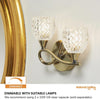 Reagan Decorative Antique Brass Curved Arm Twin Wall Light with Patterned Cut Glass Shades (Left Orientated)