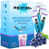 Revival Rapid Rehydration Electrolytes Powder - High Strength Vitamin C, B1, B3, B5, B12 Supplement Sachet Drink, Effervescent Electrolyte Hydration Tablets - 30 Pack Concord Grape