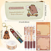 Capybara Pencil Case, Capybara Stationery Include Capybara Keyring, Stickers, Pens and Sticky Notes, Capybara Gifts for Kids Students Stationery Supply