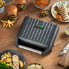 Medium Electric Steel Grill [Non stick, Healthy, Griddle, Toastie, Hot plate, Panini, BBQ, Energy saving, Vertical storage, Easy clean, Drip tray, Ready to cook light] Grey, 1650W 25041