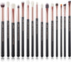 Professional Eye Makeup Brushes Set, 15Pcs Eyeshadow Blending Concealer Eyebrow Eyeliner Shader Brush with Labeled, Black/Rose Gold T157