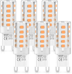 G9 LED Bulbs Warm White 4W, 3000K, Equivalent 40W G9 Halogen Light Bulbs, No Flickering, Non-Dimmable, 6 Pack