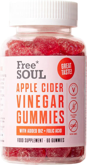 Apple Cider Vinegar Gummies with The Mother 1000mg Enhanced with Vitamin B12 & Folic Acid – 60 High Strength ACV Vegan Capsules with Pomegranate & Beetroot Powder – Natural Ingredients –