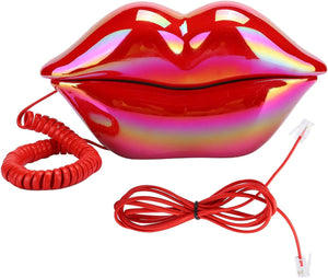 Corded Telephones,Creative Red Lips Landline Phone European Style Desktop Telephone for Home Office,Novel Fashionable Lips Shape Desktop Landline Phone for Desktop