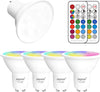 GU10 LED Bulbs, Dimmable 5W Colour Changing Spot Light Bullb with Remote, RGB + Daylight White, Timer, 45° Beam Angle (Pack of 4)