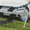 Outdoor Foldable Sun Lounger Set of 2, 4 Level Adjustable Backrest Reclining Sun Lounger Chair with Angle Adjust Sun Shade Awning for Beach, Garden, Patio, Black