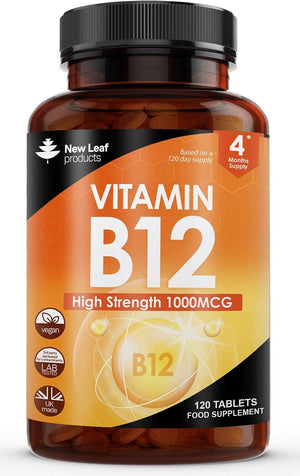 Vitamin B12 High Strength Tablets - 1000mcg Vegan B12 Vitamin Methylcobalamin Supplement – Contributes to The Reduction of Tiredness and Fatigue & Immune Energy Support Made in the UK (4 Month Supply)