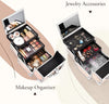 Vanity Case Make up Box Lockable Cosmetic Organiser Box Beauty Storage Case with 2 Trays and Mirror Rose Gold, Size: 19.5x15x16cm