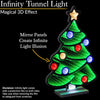 Christmas Tree Infinity Light, LED Mirror Tunnel 3D Effect Decoration with Wooden Base, Indoor Home Lighting, Windowsill Mantelpiece Table Lamp, Mains Operated (H40cm x W26.7cm x D2cm)