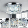 Modern Crystal Chandeliers Ceiling Lights, 2-Tiers Crystal Flush Ceiling Lights, Chrome, 6-Lights G9, Elegant Glass Crystal Chandelier Lamps for Living Room, Hall, Bathroom, Bedroom, Foyer