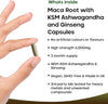 Maca Root Capsules with KSM Ashwagandha and Ginseng - 180 High Strength 6000mg Capsules Maca Root + Ashwagandha KSM-66, Panax Ginseng & Black Pepper - Vegan Capsules Made in The UK