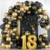 18th Birthday Decorations for Boys Black and Gold Balloons Arch Kit with Number Foil Confetti Balloon Happy Birthday Bunting Banner Black Gold Party Decor for 18 Years Old Girls Men Women Anniversary