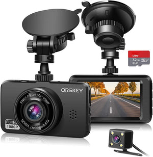 Dash Cam for Cars Front and Rear and SD Card Included 1080P Full HD In Car Camera Dual Lens Dashcam for Cars 170 Wide Angle Sony Sensor with Loop Recording and G-sensor