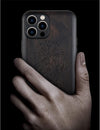 Magnetic Wood Case for iPhone 12 Pro Case [Hard Real Wood & Soft TPU] Shockproof Hybrid Protective Cover Unique & Classy Wooden Case Compatible with MagSafe (Viking Compass Vegvisir-Blackwood)