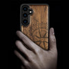 Wood Case for Galaxy S24 Case 2024 [Natural Wood & Black Soft TPU] Shockproof Protective Cover Unique Wooden Case Compatible with Samsung S24 Case (Incomplete Compass-Walnut)