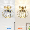 Modern Crystal Ceiling Light Fixture- Industrial 2 Pack Mini Semi Flush Mount Ceiling Lighting LED Crystal Chandeliers Fitting for Kitchen Hallway Dining Rooms Living Room - Gold