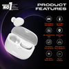 Tune Buds Wireless Bluetooth Earphones, Water-Resistant and Noise-Cancelling Headphones with 48-Hour Battery Life, White