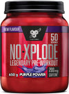 Nutrition N.O.-Xplode Pre Workout Powder Food Supplement, Energy and Focus Booster with Caffeine, Amino Acids, Vitamin C and Zinc, Purple Power Flavour, 50 Servings, 650 g