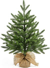 60CM Mini Christmas Tree Artificial Tabletop Christmas Tree PE, Small Xmas Tree with PE Branches and Burlap Bag Base for Christmas Decorations