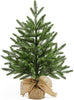 60CM Mini Christmas Tree Artificial Tabletop Christmas Tree PE, Small Xmas Tree with PE Branches and Burlap Bag Base for Christmas Decorations