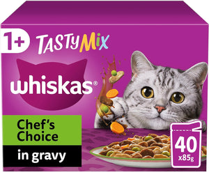 Tasty Mix 1+Chef´s Choice in Gravy 40 x 85 g Pouches, Adult Cat Food