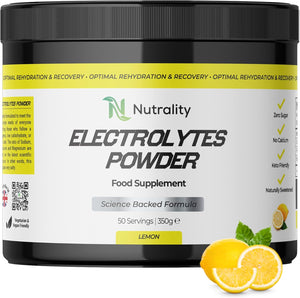 Electrolytes Food Supplement Powder 1000mg Sodium 350g | 50 Servings, No Sugar, Magnesium Keto Electrolyte Hydration Powder, Recovery, No Calcium, Paleo Hydration, Gym | Vegan | Lemon Salt