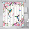 180x180cm Watercolor Flower Hummingbird Shower Curtain for Bathroom Spring Pink Wildflower Polyester Fabric Botanical Shower Curtain with Hooks