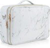 Extra Large Travel Makeup Bag Cosmetic Case Vanity Organiser Beauty Train Case with Shoulder Strap and Dividers Compartment, Marble