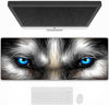 Mouse Pad Gaming Large Desk Pad Washable Mouse Pad Laptop Desk Mat,Big eyes. Siberian Husky bright blue eyes close up,Home Mouse Pad with Anti-Slip Rubber Base,16x35.5 in