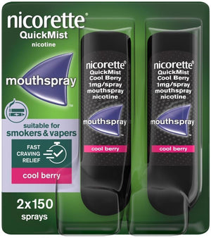 QuickMist Cool Berry 1mg Spray Mouthspray Nicotine Duo-2x150 Sprays (Stop Smoking or Vaping Aid)