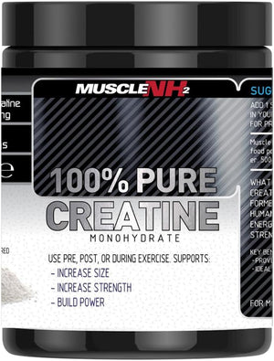 Muscle NH2 100% Pure Creatine Monohydrate Powder Supports Increases Size Strength and Physical Performance, Unflavoured, 500g, 100 Servings (Pack of 1)