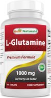 L-Glutamine 1000 mg 180 Tablets - Glutamine Fuel for Workout & Supports Muscle Recovery from Workouts (180 Count (Pack of 1))